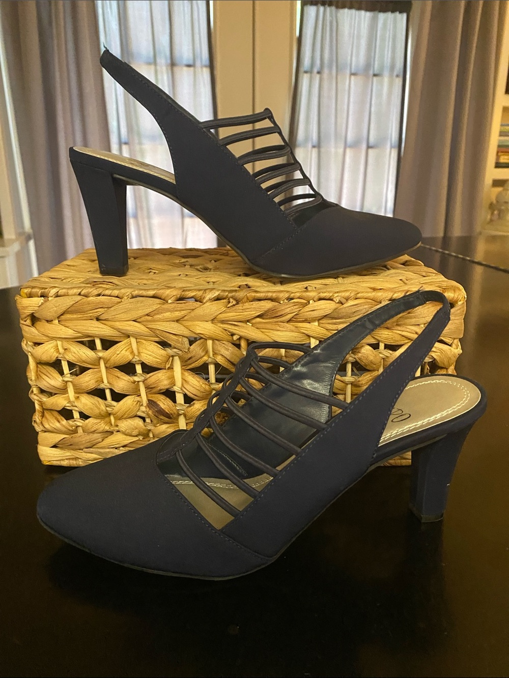 Impo Women’s Navy Slingback Strappy Pumps